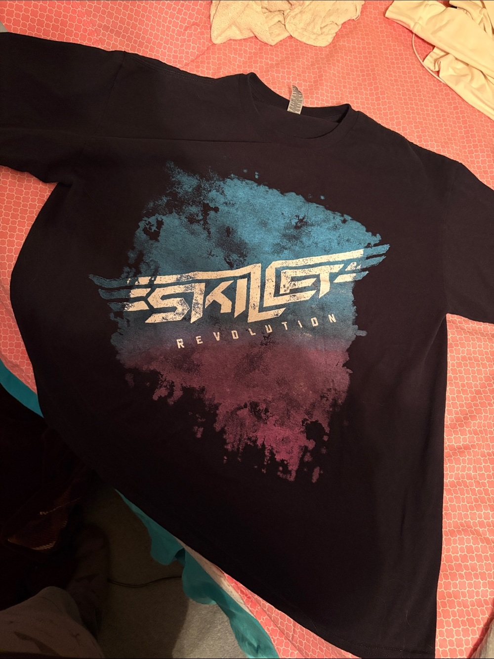 Skillet Revolution Tee - Black with Blue & Purple Print